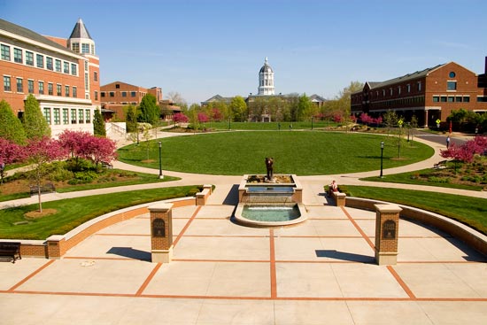 Tiger Plaza is the terminus of the Mel Carnahan Quadrangle.