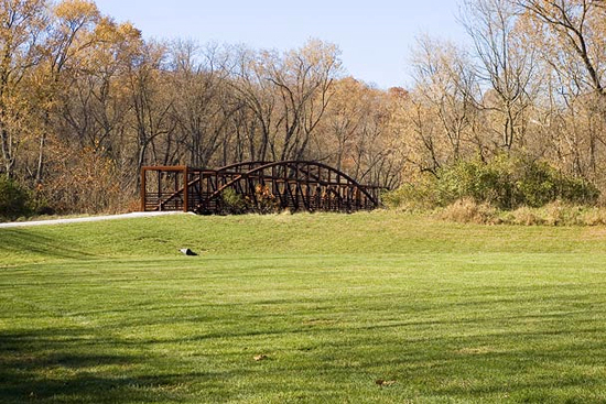 This bridge was moved from another location to cross Hinkson Creek at Eppel Field.